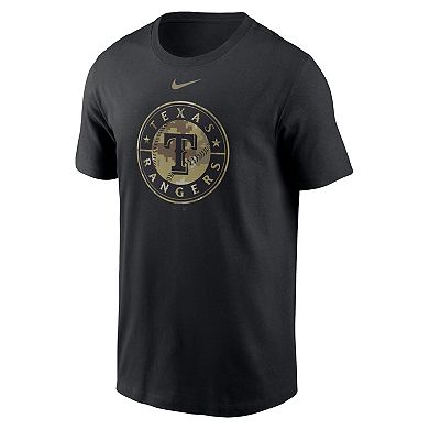 Men's Nike Black Texas Rangers Camo Logo Team T-Shirt