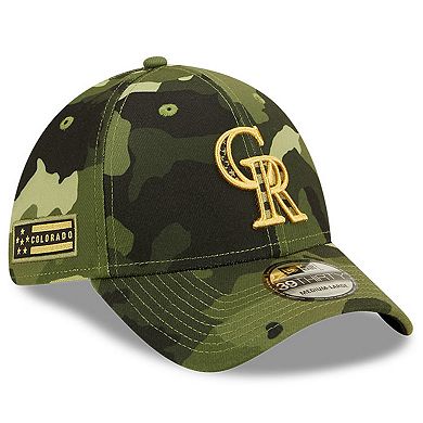 Men's New Era Camo Colorado Rockies 2022 Armed Forces Day 39THIRTY Flex Hat