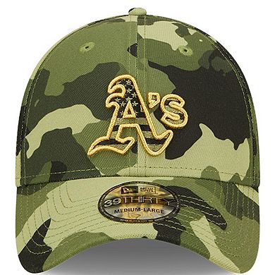 Men's New Era Camo Oakland Athletics 2022 Armed Forces Day 39THIRTY Flex Hat