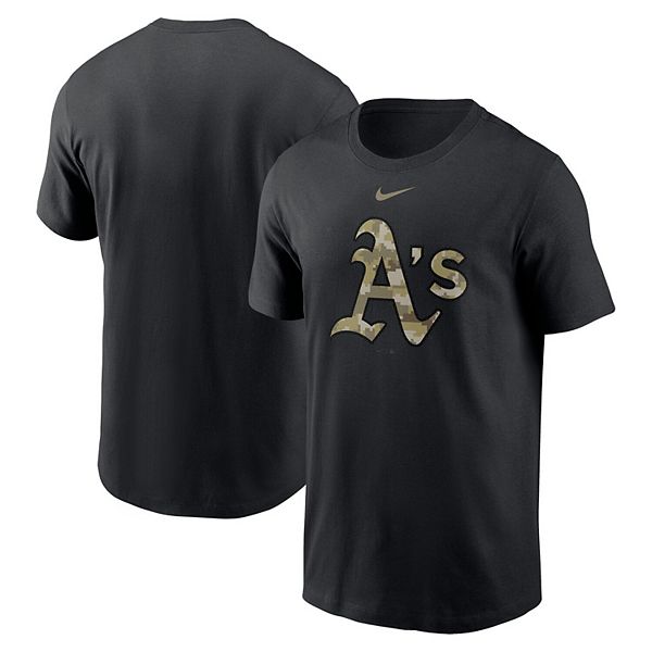 Men's Nike Black Oakland Athletics Camo Logo Team T-Shirt