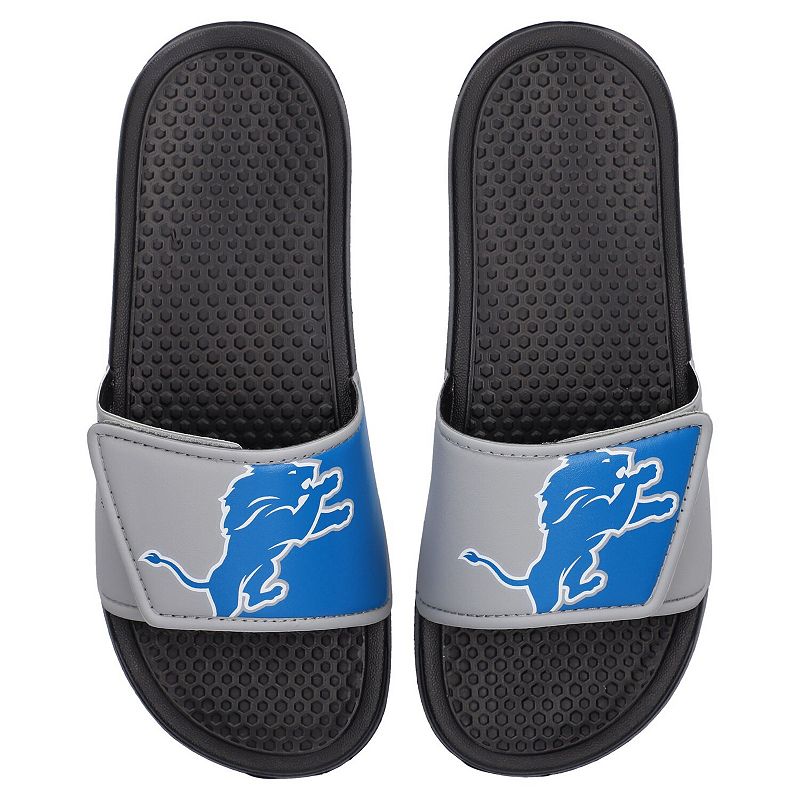 Youth FOCO Detroit Lions Colorblock Big Logo Legacy Slide Sandals, Kids Uni