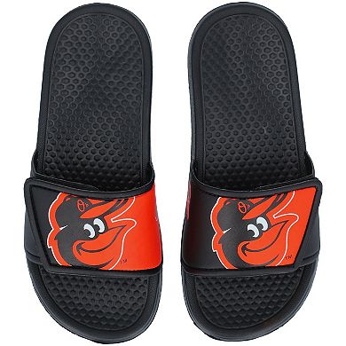 Youth FOCO Baltimore Orioles Colorblock Big Logo Legacy Slide Sandals