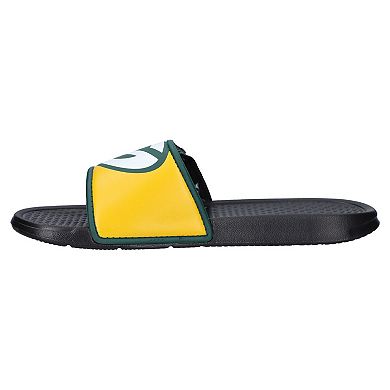 Youth FOCO Green Bay Packers Colorblock Big Logo Legacy Slide Sandals