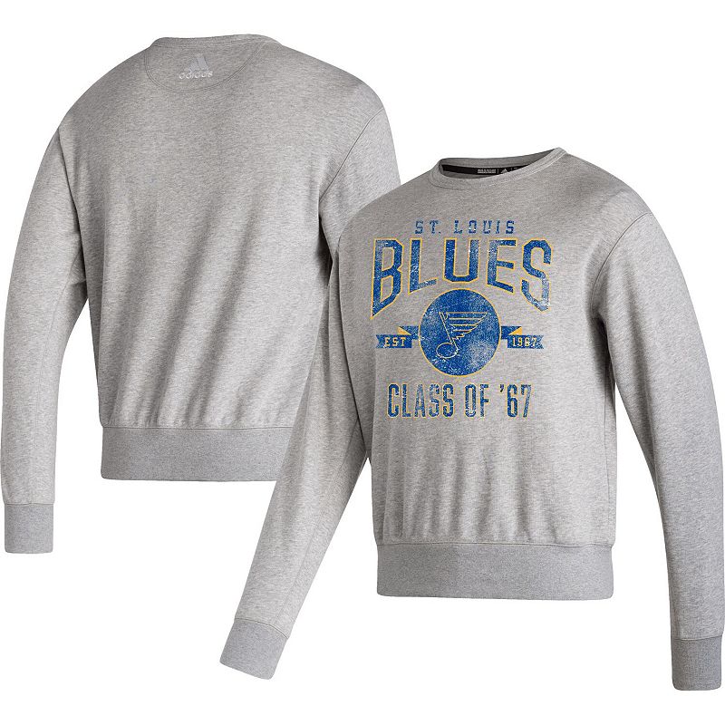 Mens adidas Heathered Gray St. Louis Blues Vintage Pullover Sweatshirt, Si