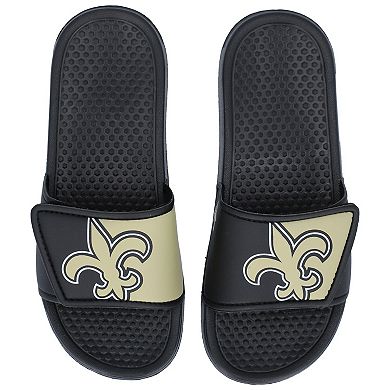 Youth FOCO New Orleans Saints Colorblock Big Logo Legacy Slide Sandals