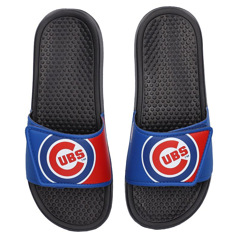 Youth FOCO Chicago Cubs Colorblock Big Logo Legacy Slide Sandals, Kids Unis