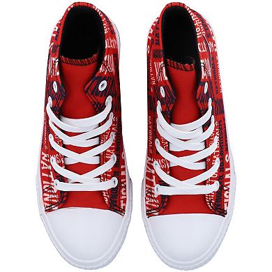 Youth FOCO Red Washington Nationals Repeat Wordmark High Top Canvas Allover Sneakers