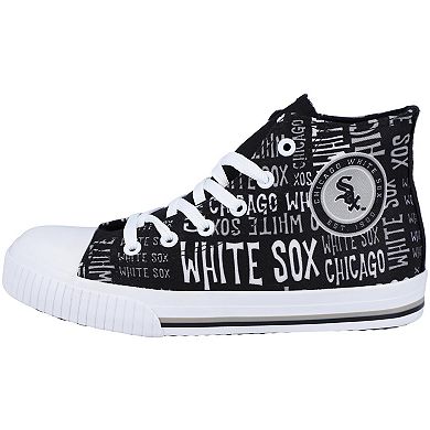 Youth FOCO Black Chicago White Sox Repeat Wordmark High Top Canvas Allover Sneakers