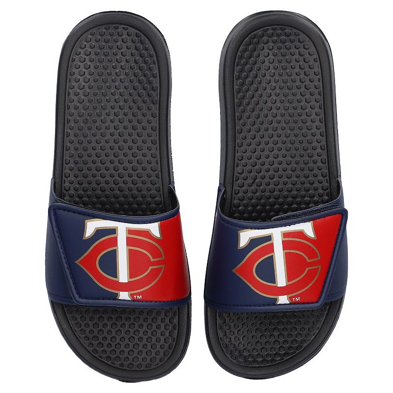 Youth FOCO Minnesota Twins Colorblock Big Logo Legacy Slide Sandals, Kids Unisex, Size: 13, Black