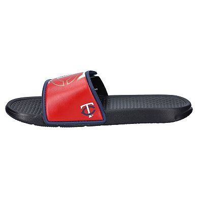 Youth FOCO Minnesota Twins Colorblock Big Logo Legacy Slide Sandals
