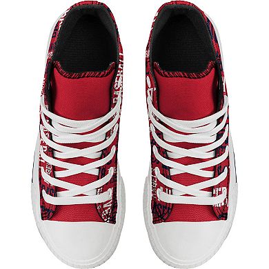 Youth FOCO Red Los Angeles Angels Repeat Wordmark High Top Canvas Allover Sneakers