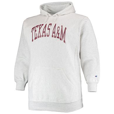 Men's Champion Heathered Gray Texas A&M Aggies Big & Tall Reverse Weave Fleece Pullover Hoodie Sweatshirt