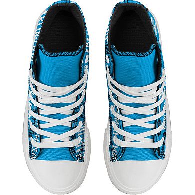 Youth FOCO Blue Miami Marlins Repeat Wordmark High Top Canvas Allover Sneakers