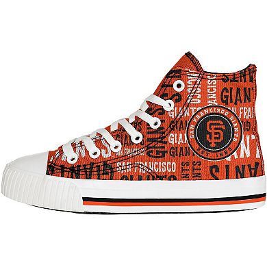 Youth FOCO Orange San Francisco Giants Repeat Wordmark High Top Canvas Allover Sneakers