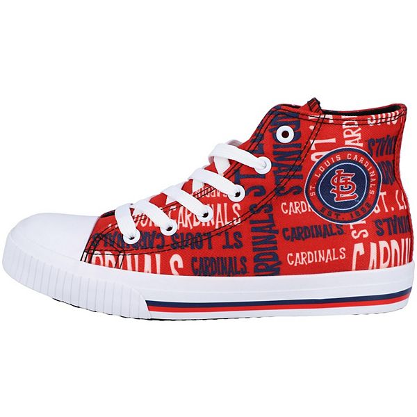 Youth FOCO Red St. Louis Cardinals Repeat Wordmark High Top Canvas Allover  Sneakers
