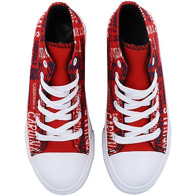Youth FOCO Red St. Louis Cardinals Repeat Wordmark High Top Canvas Allover Sneakers