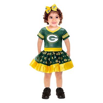 Girls Toddler Green Green Bay Packers Tutu Tailgate Game Day V-Neck Costume