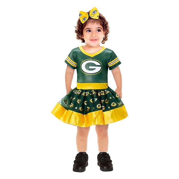 Girls Toddler Green Green Bay Packers Tutu Tailgate Game Day V-Neck Costume