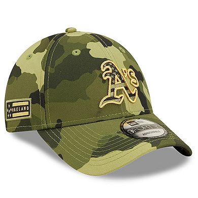 Men's New Era Camo Oakland Athletics 2022 Armed Forces Day 9FORTY Snapback Adjustable Hat