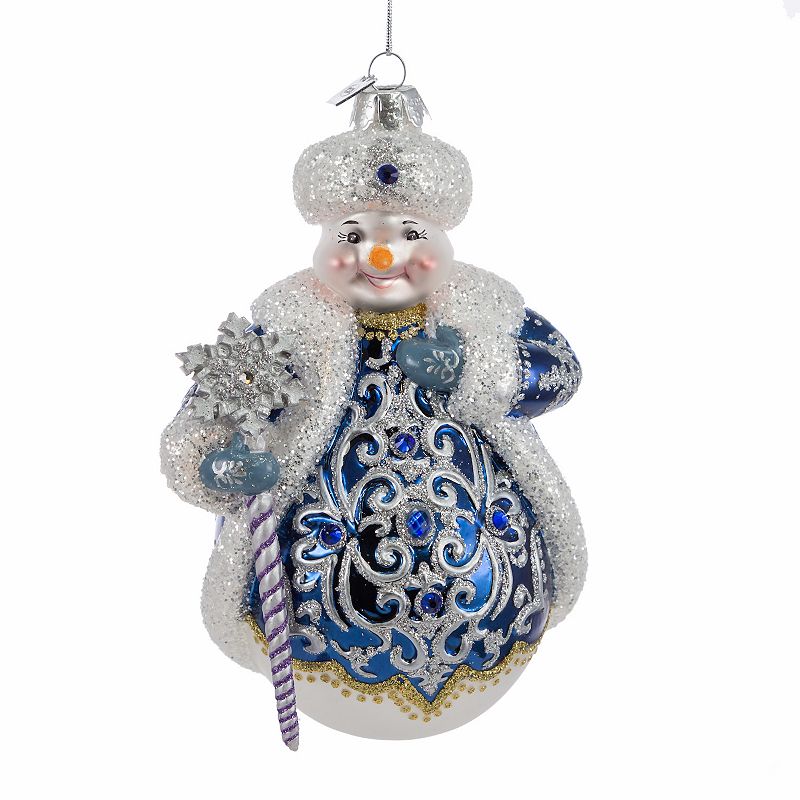Kurt Adler Bellisimo Elegant Snowman & Staff Christmas Ornament, Multicolor