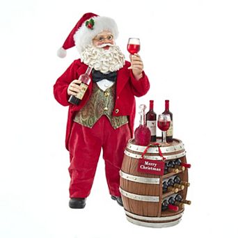 Kurt Adler Wine Tasting Santa Christmas Table Decor 2 pc Set