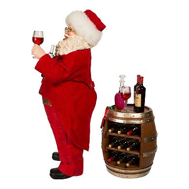 Kurt Adler Wine Tasting Santa Christmas Table Decor 2-piece Set