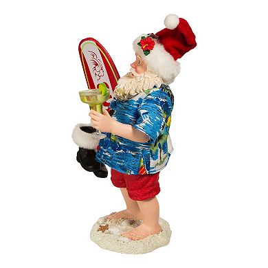 Kurt Adler Santa, Surfboard & Drink Christmas Table Decor