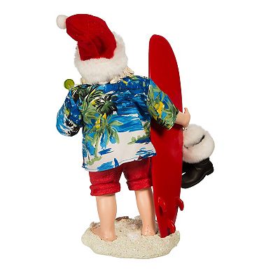 Kurt Adler Santa, Surfboard & Drink Christmas Table Decor