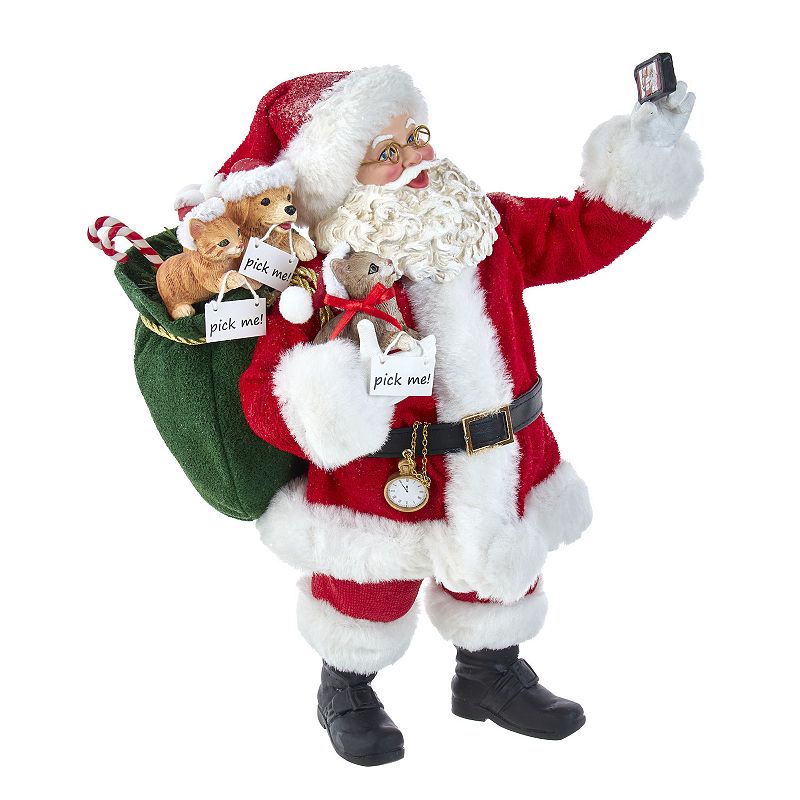 Kurt Adler Santa Taking Selfie Christmas Table Decor, Multicolor