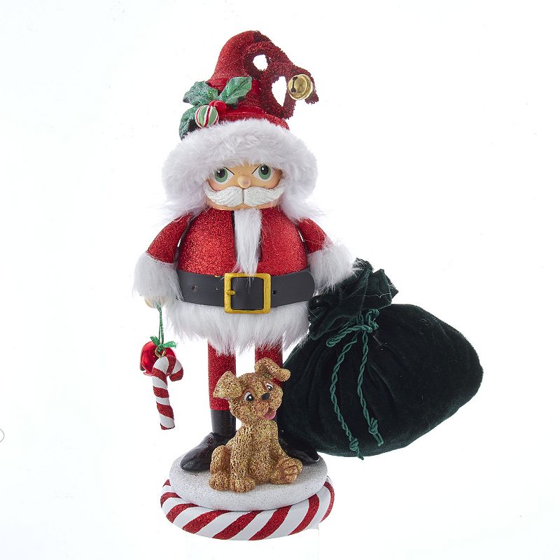 Kurt Adler Hollywood Santa & Pup Nutcracker Christmas Table Decor, Multicol