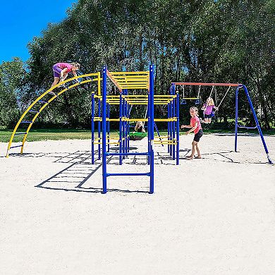ActivPlay Modular Jungle Gym with Saucer Swing, Arched Ladder Climber, Swing Set, and Monkey Bars Kit