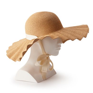 Women's LC Lauren Conrad Scalloped Straw Floppy Sun Hat