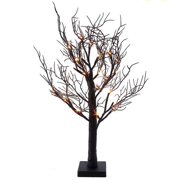 Kurt Adler Orange LED Black Glitter Artificial Tree Floor Decor