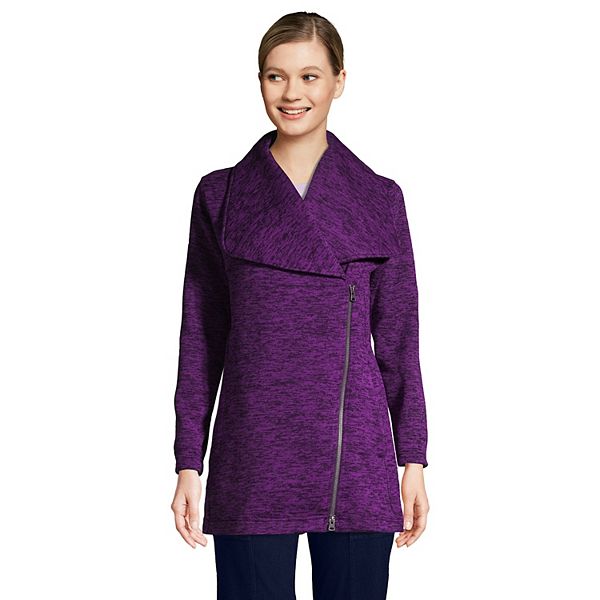 Women's Lands' End Sweater Fleece Asymmetrical Coat