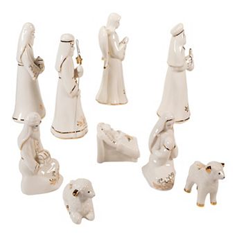 Kurt Adler Gold & White Nativity Christmas Table Decor 9 pc Set