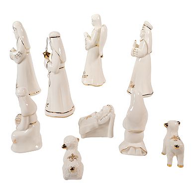 Kurt Adler Gold & White Nativity Christmas Table Decor 9-piece Set