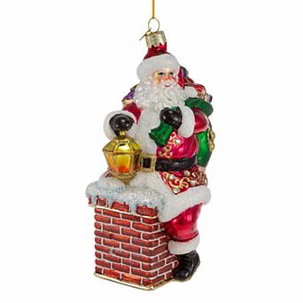 Kurt Adler Bellisimo Santa In Chimney Christmas Ornament