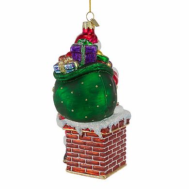 Kurt Adler Bellisimo Santa In Chimney Christmas Ornament