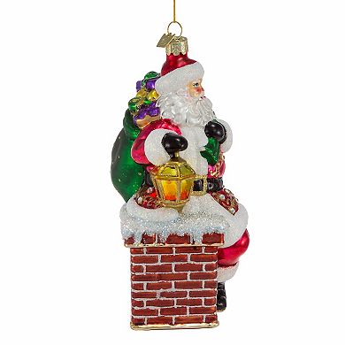 Kurt Adler Bellisimo Santa In Chimney Christmas Ornament
