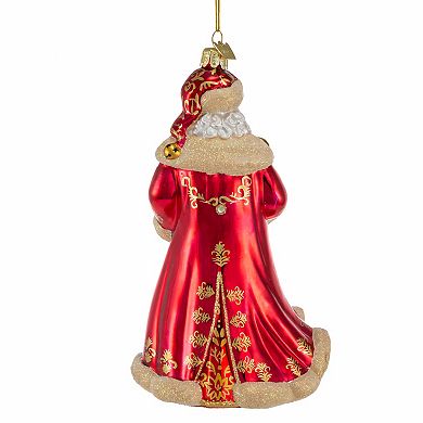 Kurt Adler Bellisimo Elegant Red Santa & Staff Christmas Ornament