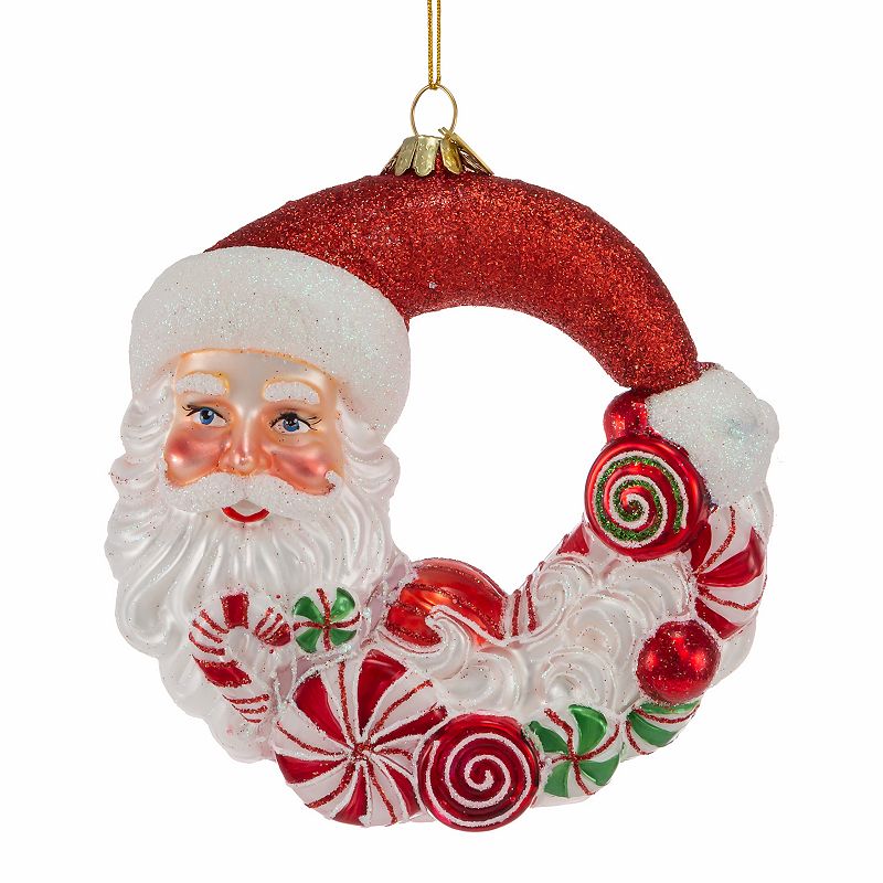 Kurt Adler Bellisimo Santa Candy Wreath Christmas Ornament, Multicolor