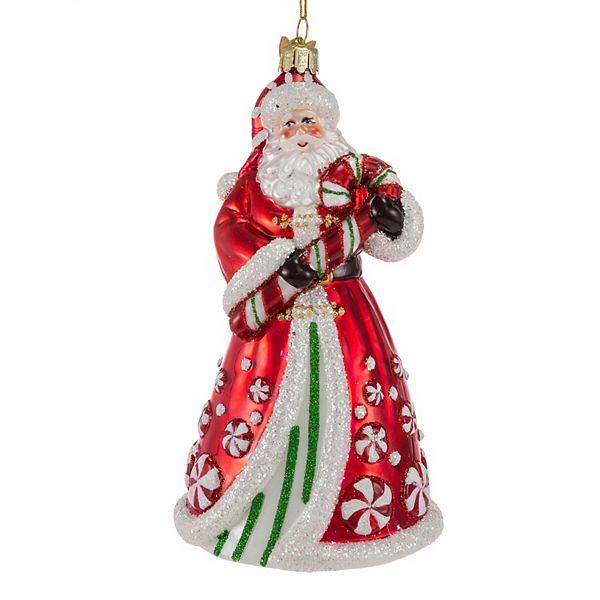 Kurt Adler Bellisimo Santa & Peppermint Candy Christmas Ornament