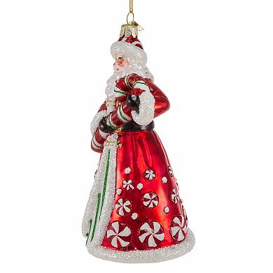 Kurt Adler Bellisimo Santa & Peppermint Candy Christmas Ornament