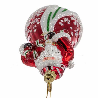 Kurt Adler Bellisimo Santa & Peppermint Candy Christmas Ornament