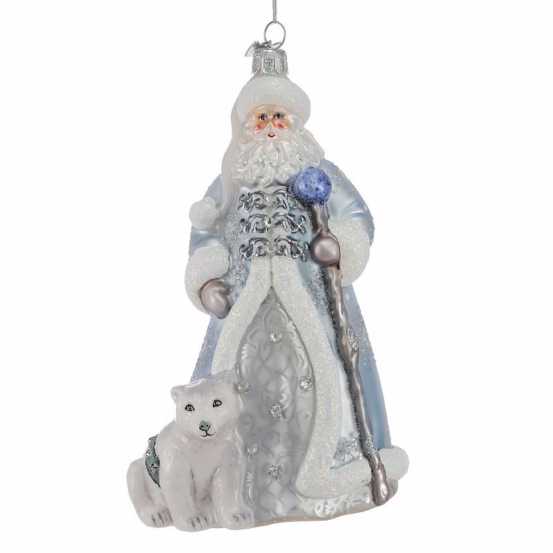 Kurt Adler Bellisimo Santa & Polar Bear Christmas Ornament, White