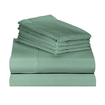 LuxClub 6 pc Sheet Set Sheets Deep Pockets 18" Eco Friendly Wrinkle Free Sheets Machine Washable Hotel Bedding Silky Soft - Tree Moss Green Queen