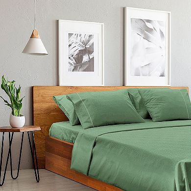 LuxClub 6 PC Sheet Set Sheets Deep Pockets 18" Eco Friendly Wrinkle Free Sheets Machine Washable Hotel Bedding Silky Soft - Tree Moss Green Queen