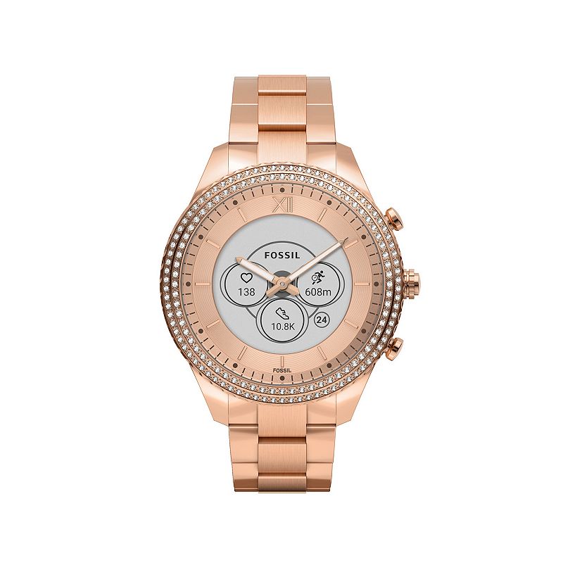 Fossil Womens Hybrid Rose Gold Tone Smart Watch, Pink, Large