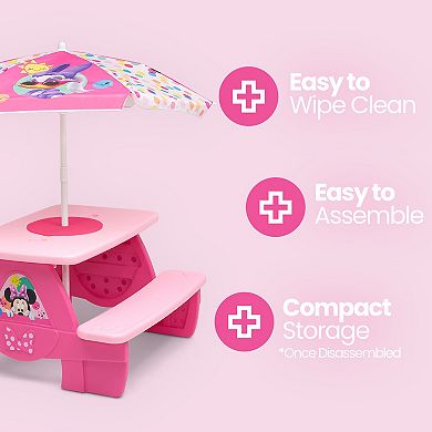 Disney's Minnie Mouse Picnic Table with Umbrella by Delta Children