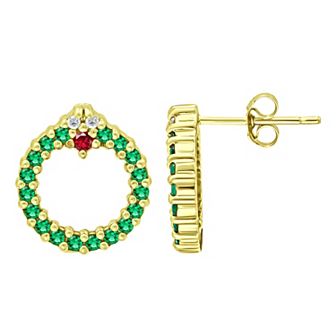 Aleure Precioso Cubic Zirconia Wreath Stud Earrings